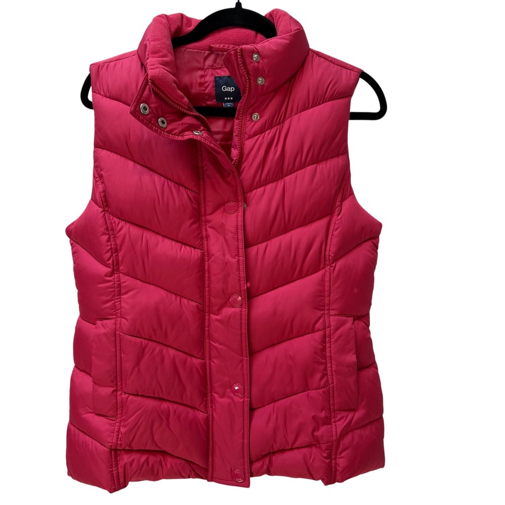 Gap Women Medium  Red Pink Vintage Y2K Quilt Puffer Vest Magenta Gorpcore Retro‎
